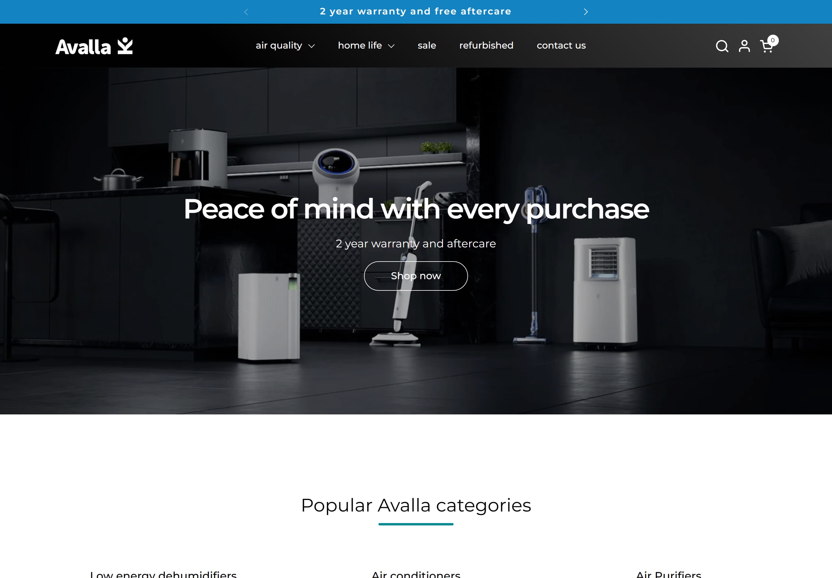 Avalla — desktop screenshot of 2 year warranty. Fast delivery. – Avalla
