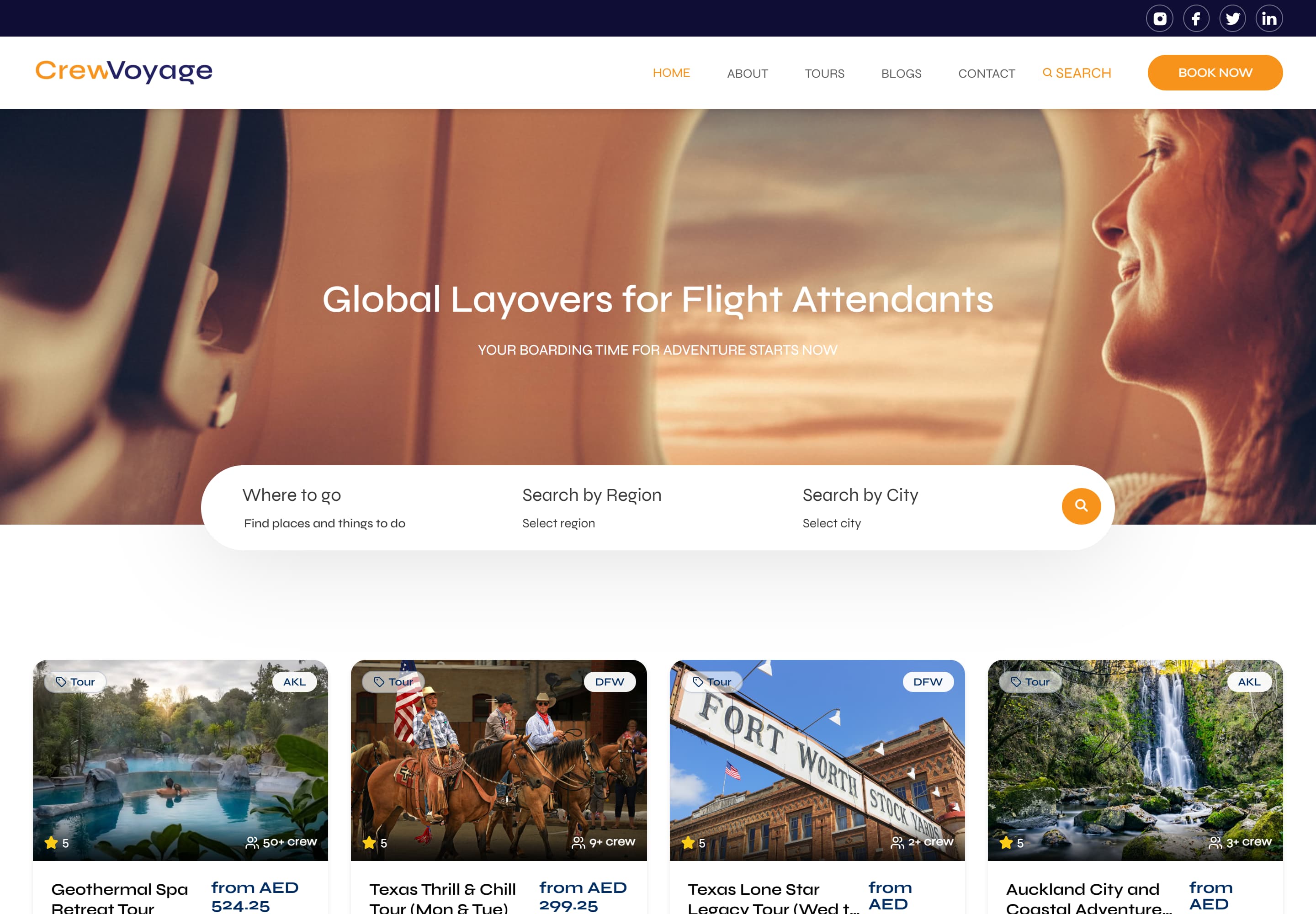 CrewVoyage — desktop screenshot of CrewVoyage | Worldwide Layovers for Cabin Crew