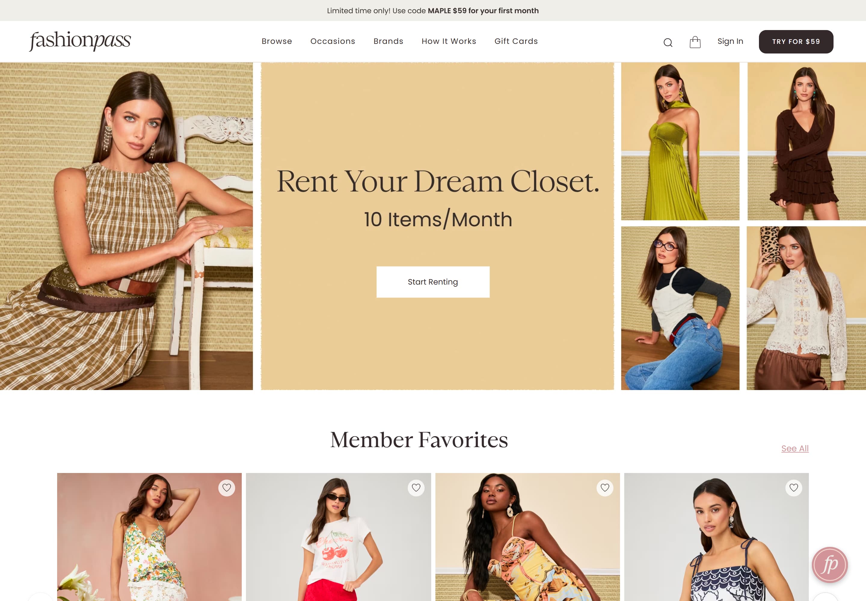 FashionPass — desktop screenshot of Clothing Rental Subscription for Women | FashionPass