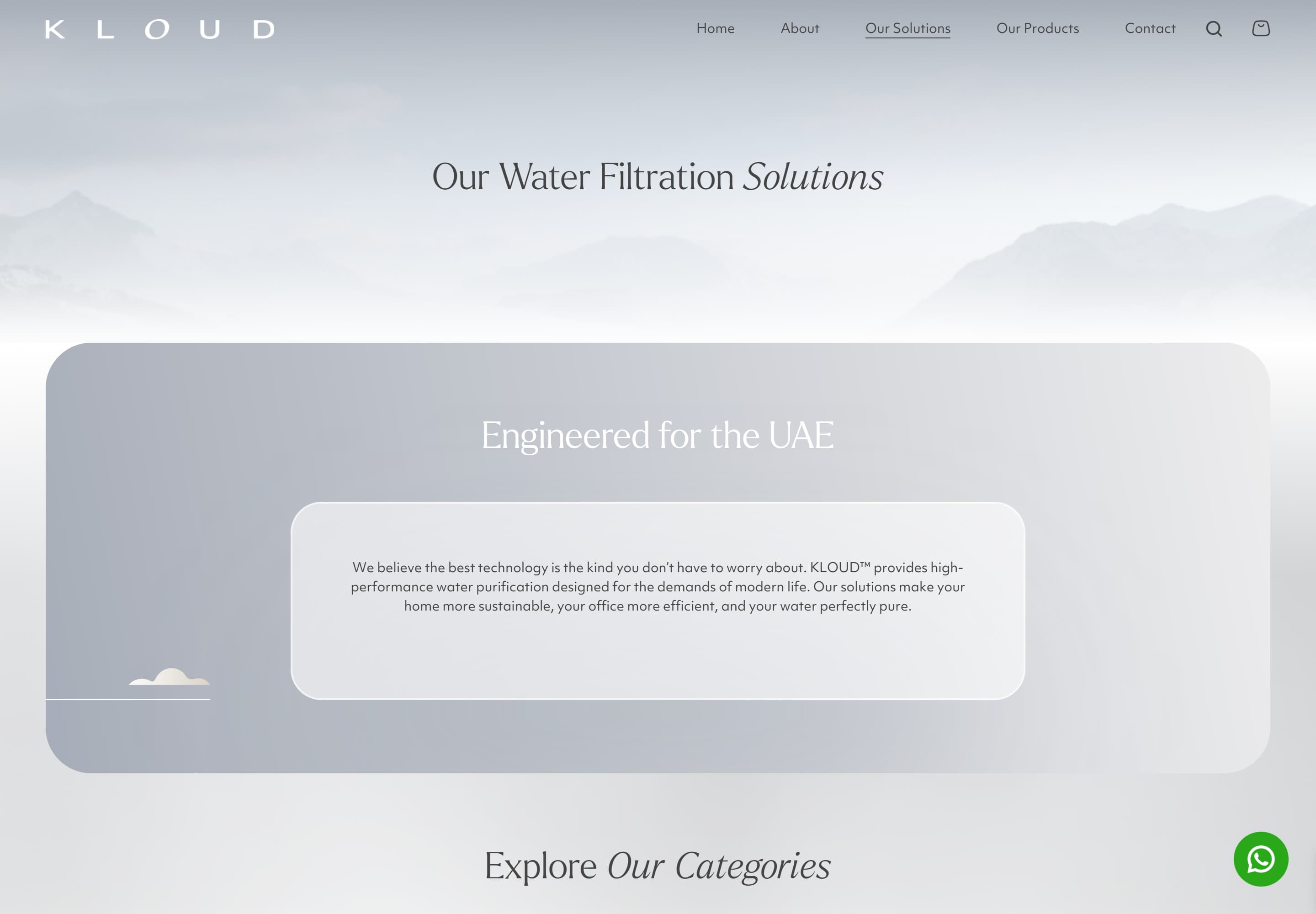 KLOUD — desktop screenshot of Water Filtration Solutions for Home & Business | KLOUD™