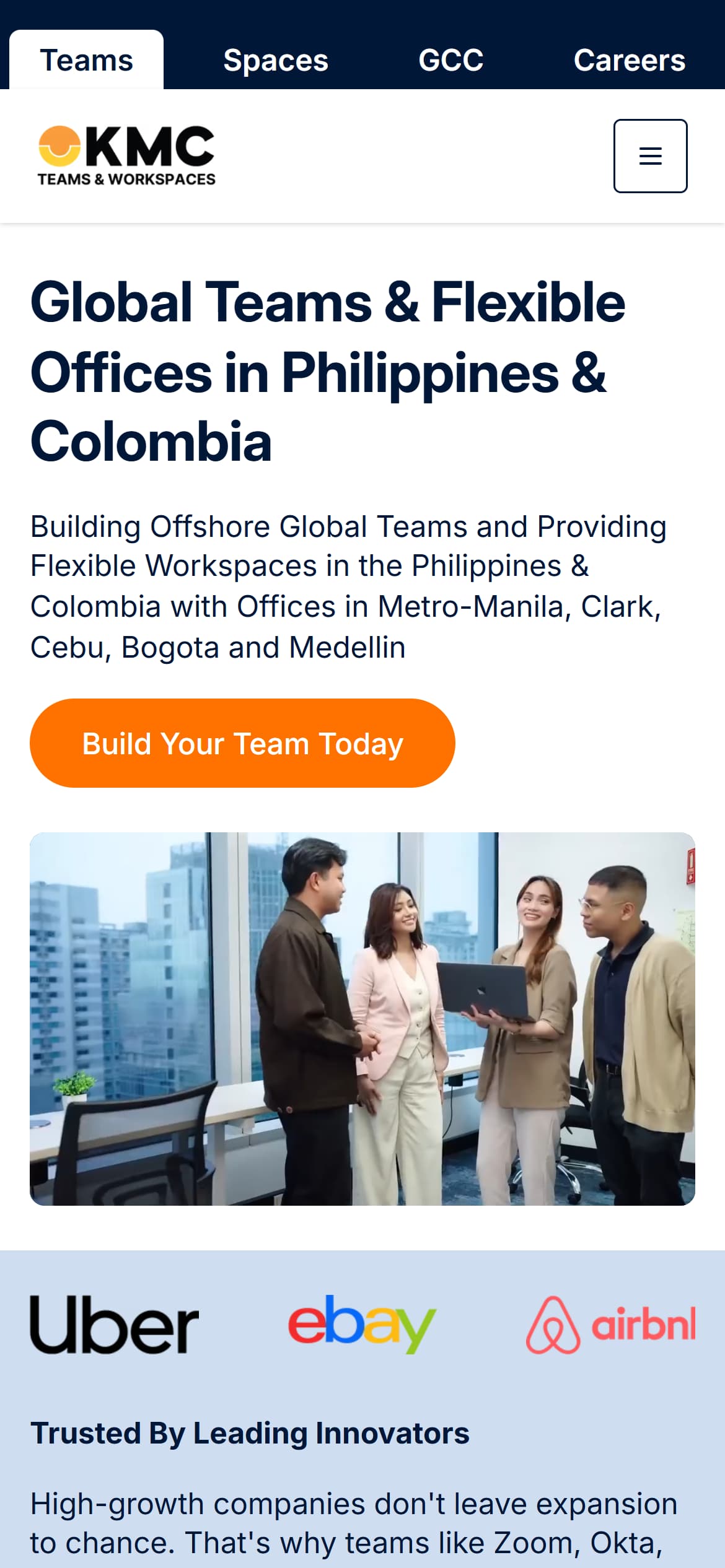 KMC — mobile screenshot of Employer of Record & Offshore Teams | Philippines & Colombia