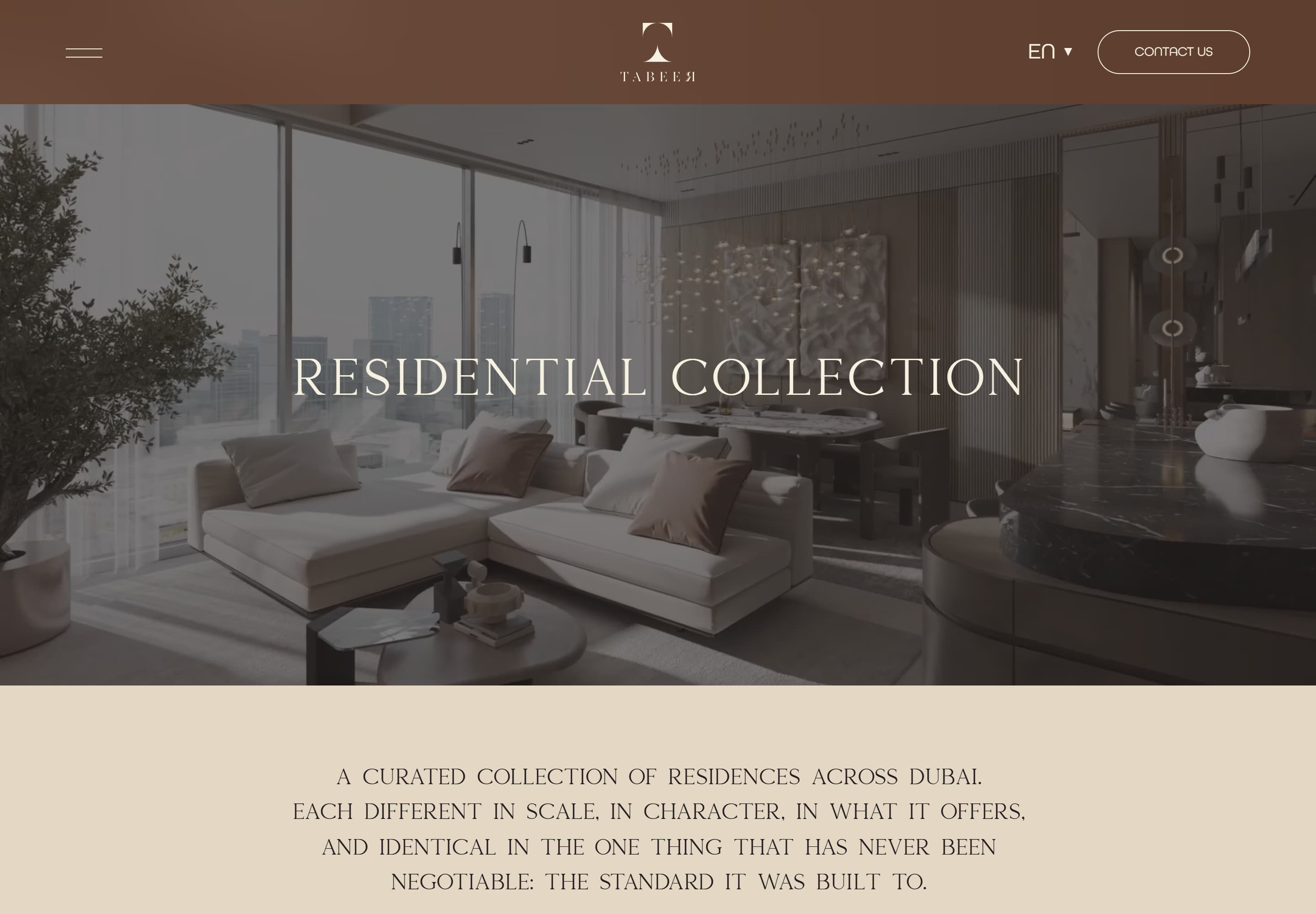 Tabeer — desktop screenshot of Residential Collection - Tabeer