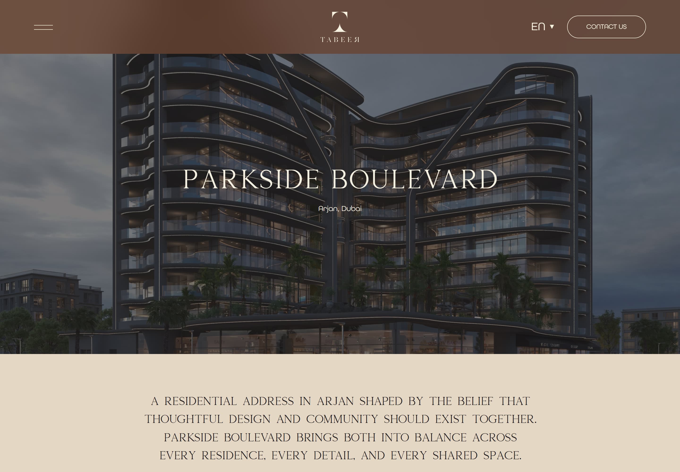 Tabeer — desktop screenshot of Parkside Boulevard - Tabeer