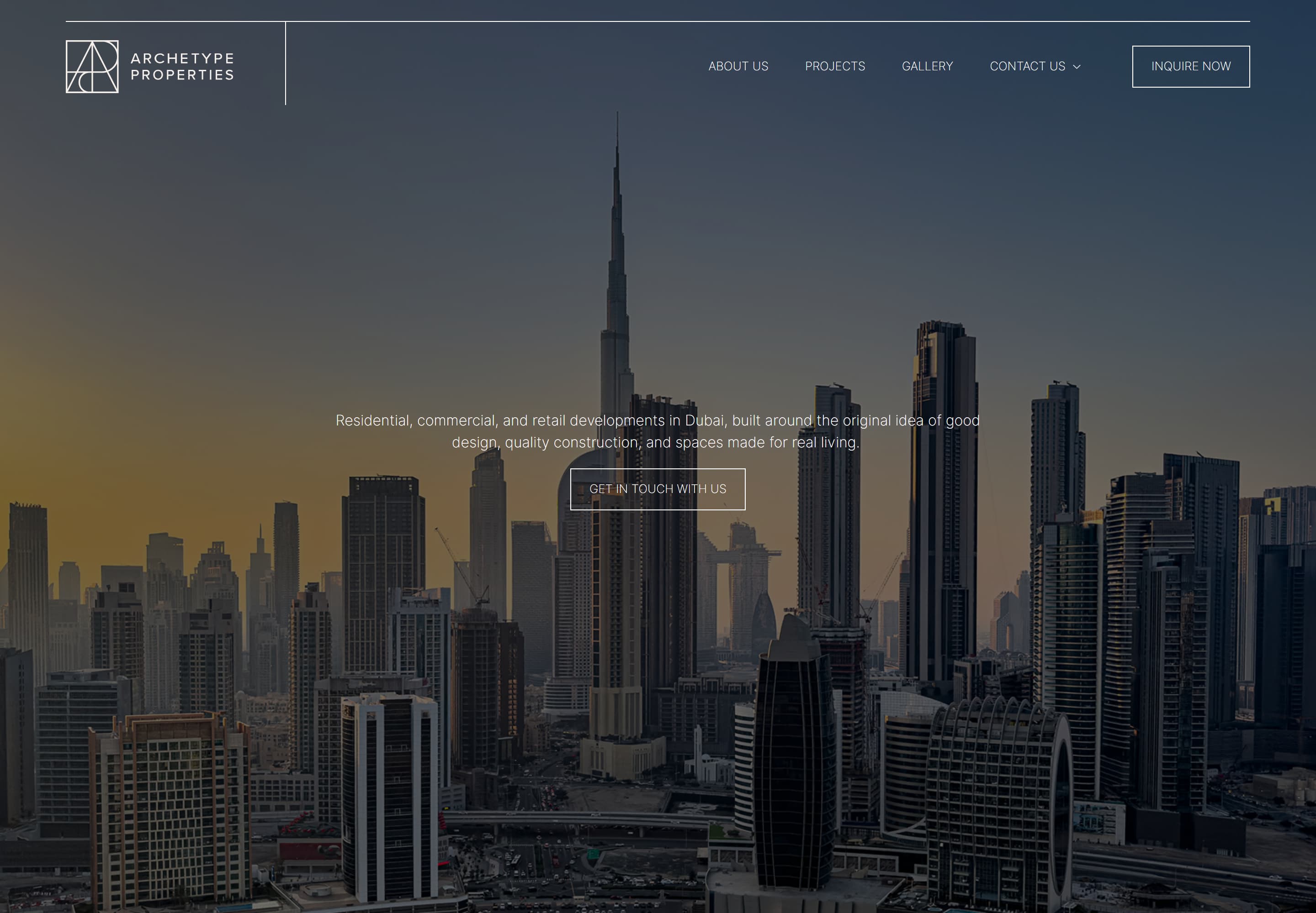 Archetype Properties — desktop screenshot of About | Archetype Properties