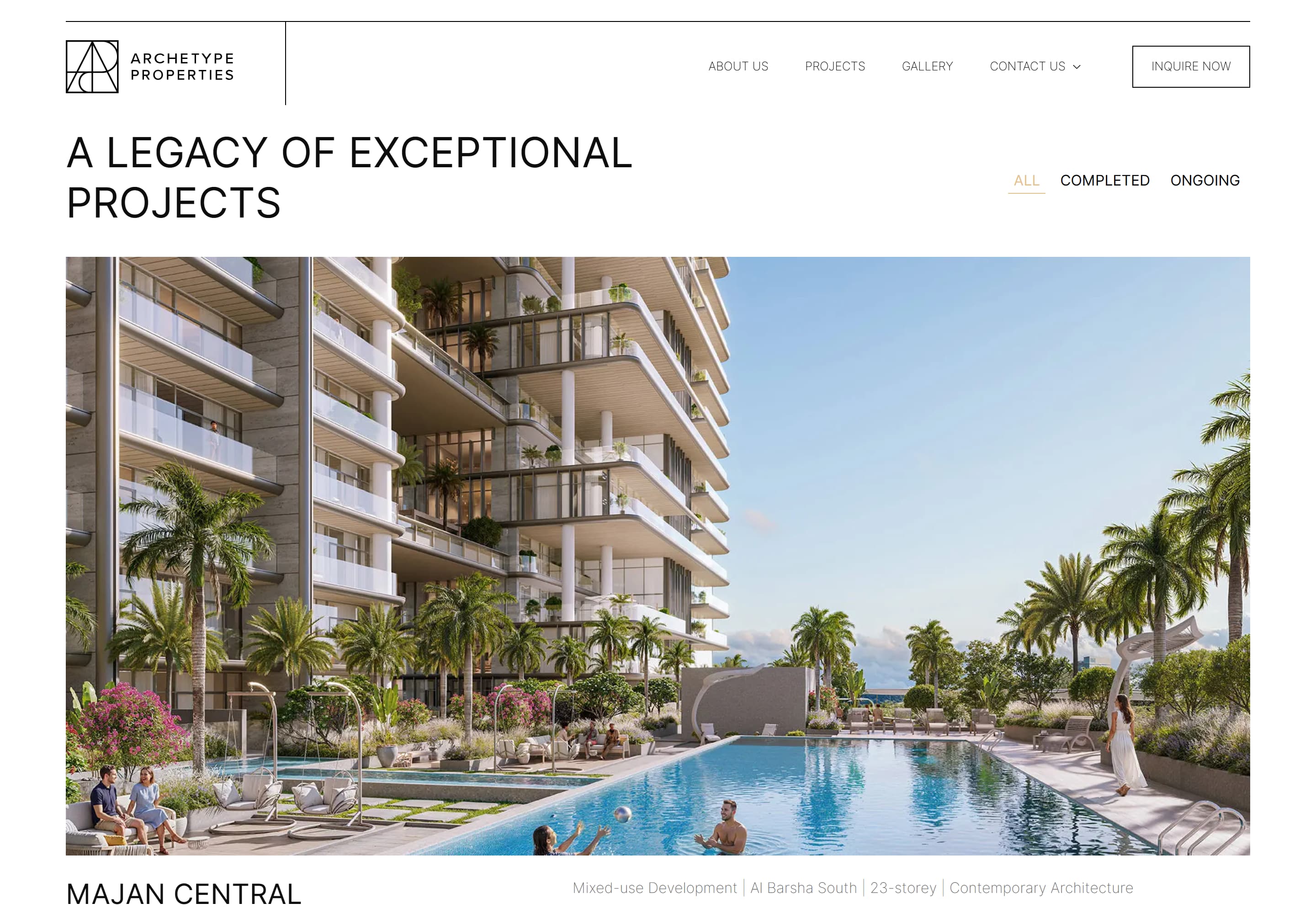 Archetype Properties — desktop screenshot of Projects | Archetype Properties