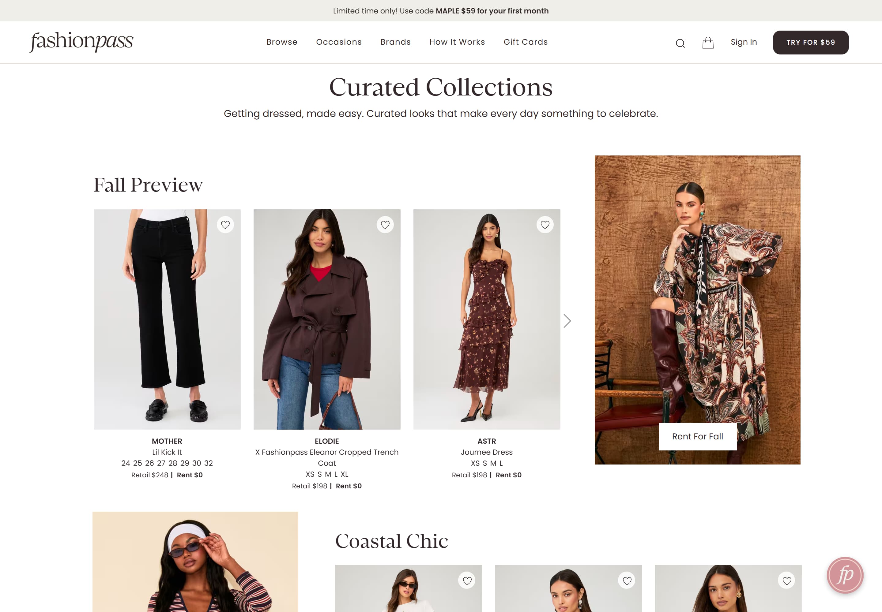 FashionPass — desktop screenshot of Curated Collections | FashionPass