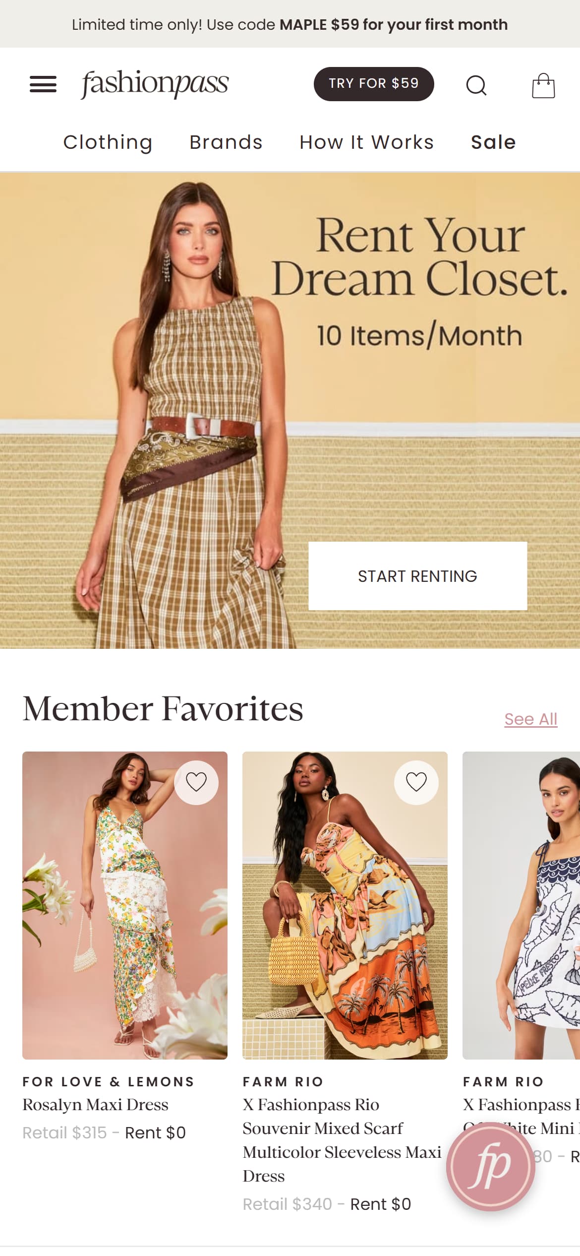 FashionPass — mobile screenshot of Clothing Rental Subscription for Women | FashionPass