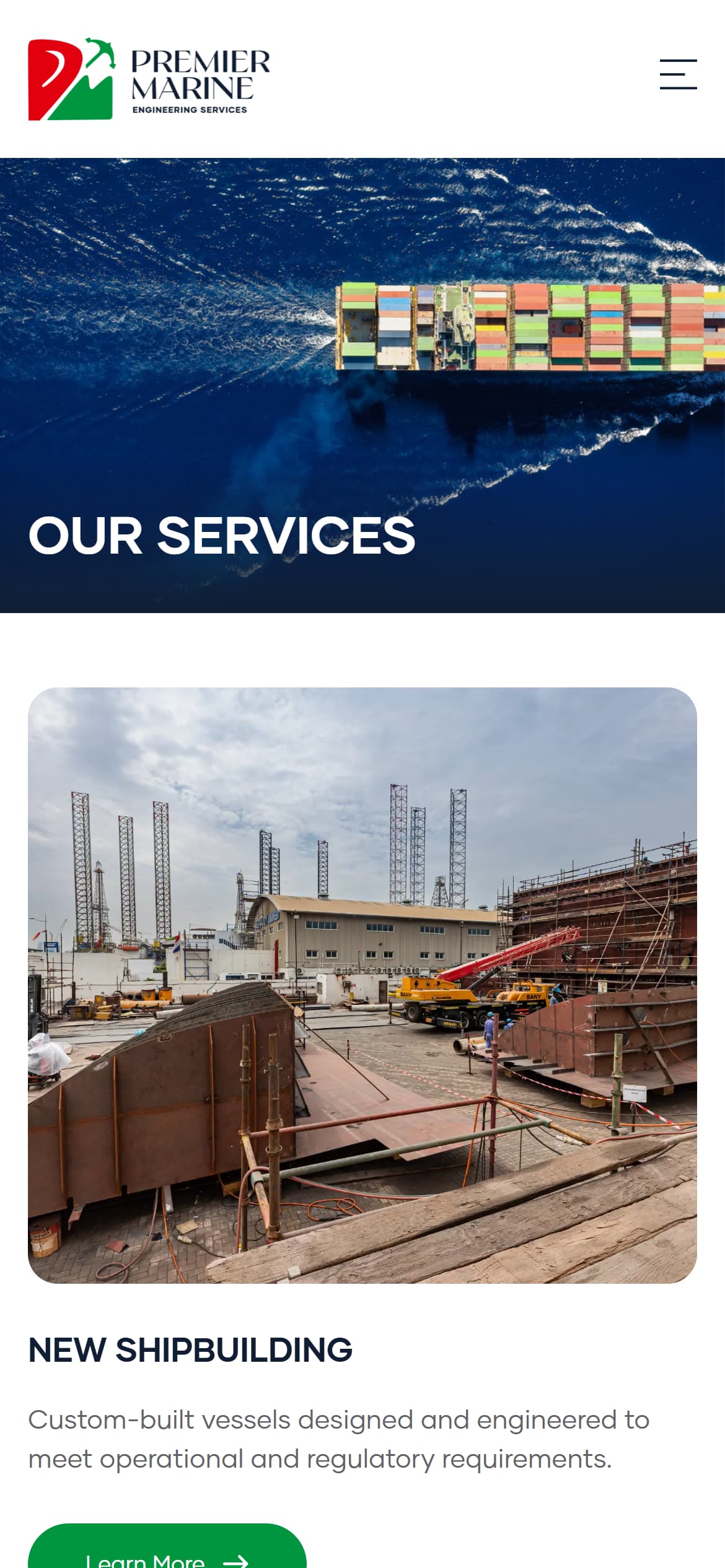 Premier Marine Engineering — mobile screenshot of Our Services | Premier Marine